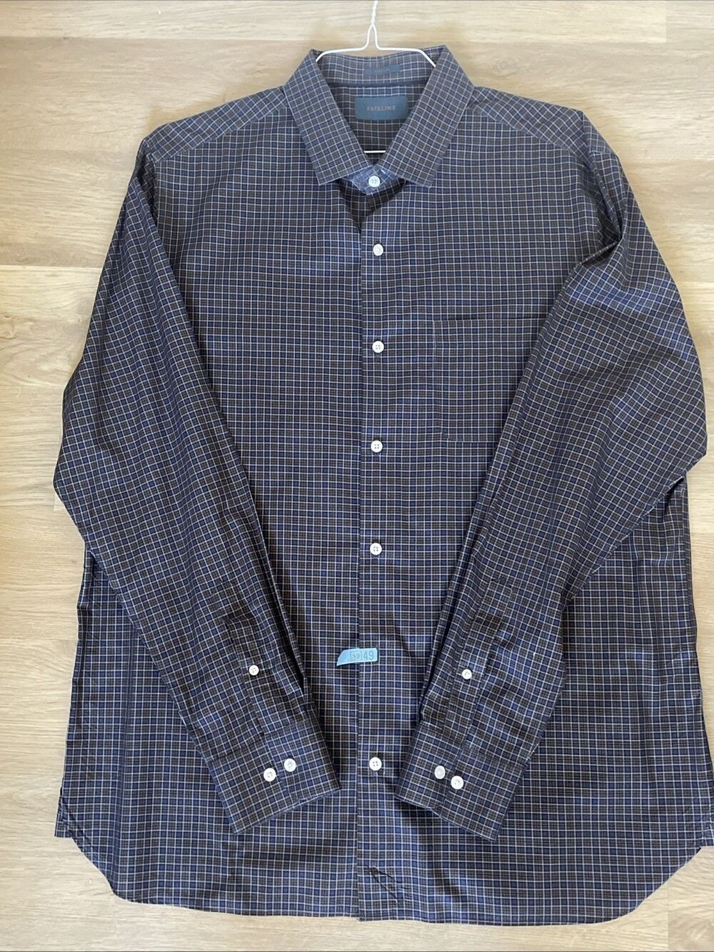 Fairline Stitch Fix Men's Long Sleeve Blue Check Button Down Shirt XL